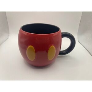 DISNEY Mickey Mouse Red‎ Pants Yellow Buttons Coffee Mug